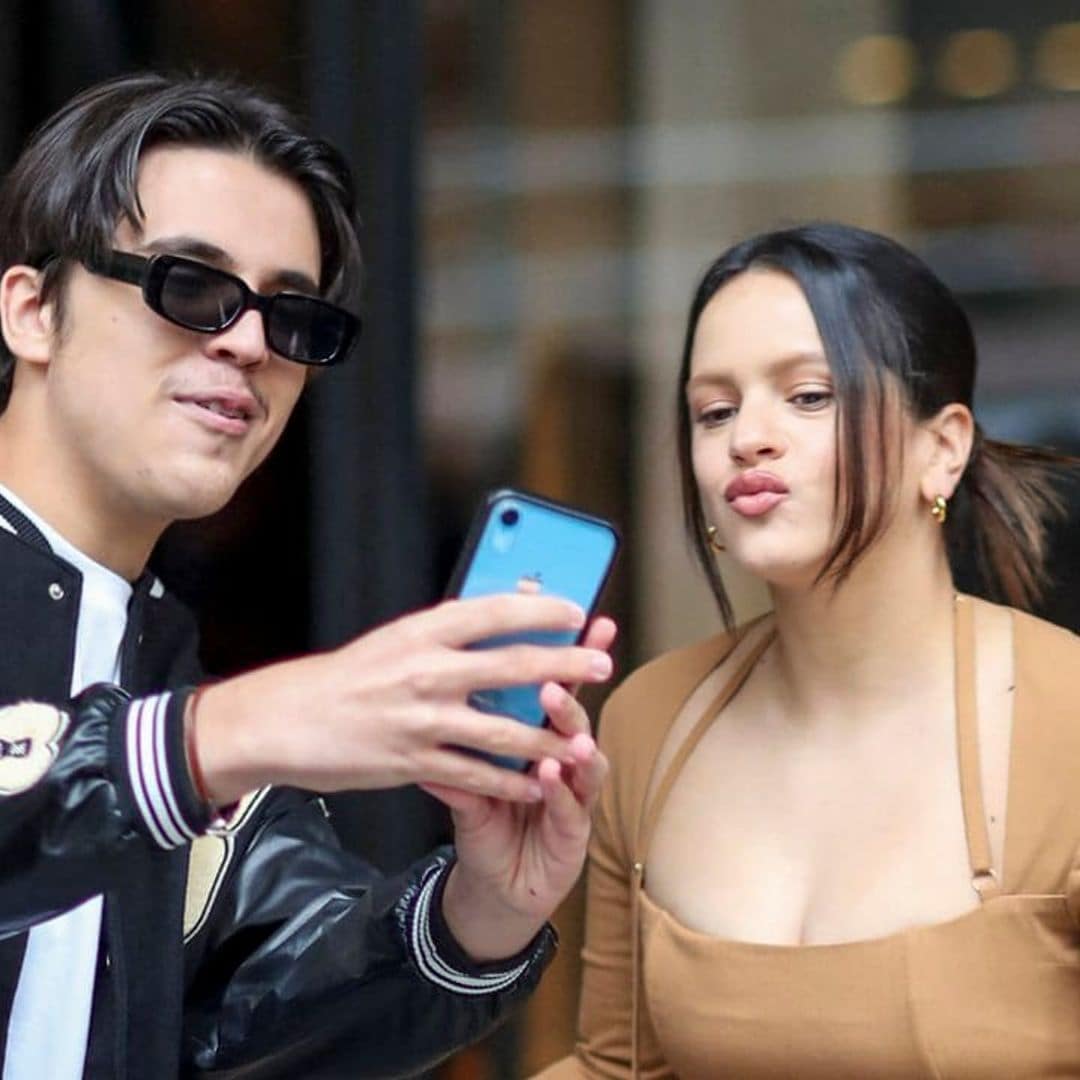 Rosalia greeted fans while leaving her hotel in Paris