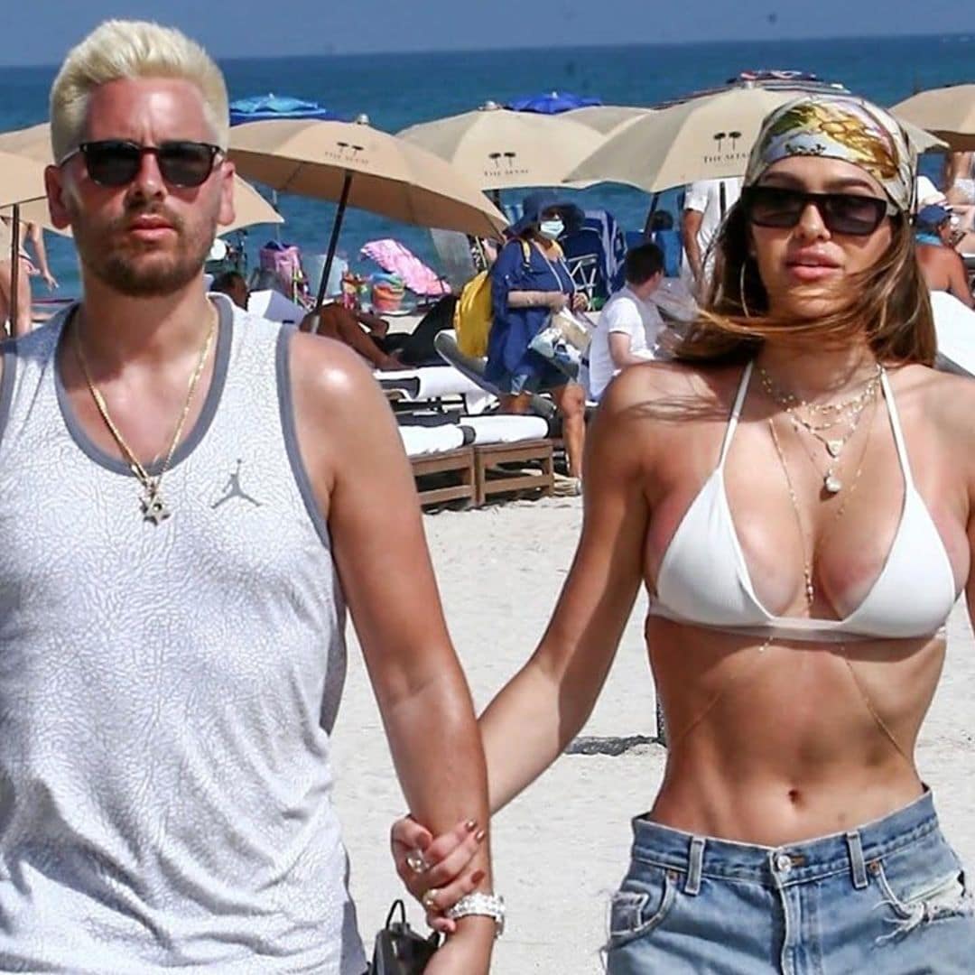 Scott Disick went blonde and showed Valentines PDA at the beach with Amelia Hamlin