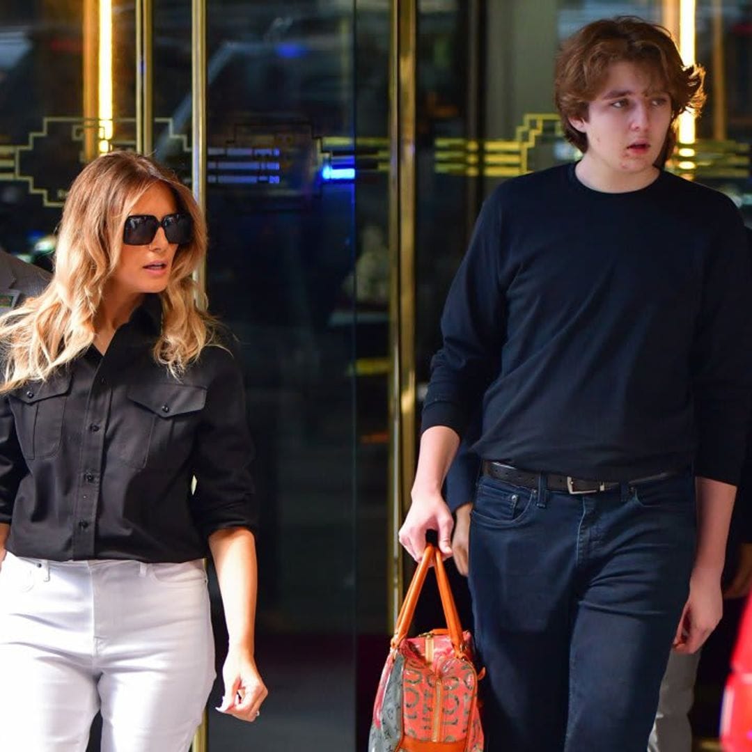 Barron Trump shows off 6-foot-7 stature in NYC walking next to his mom, Melania