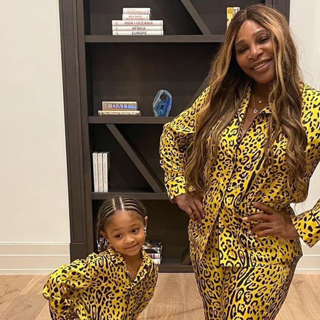 Serena Williams and her mini-me Olympia look adorable in matching leopard-print pajamas