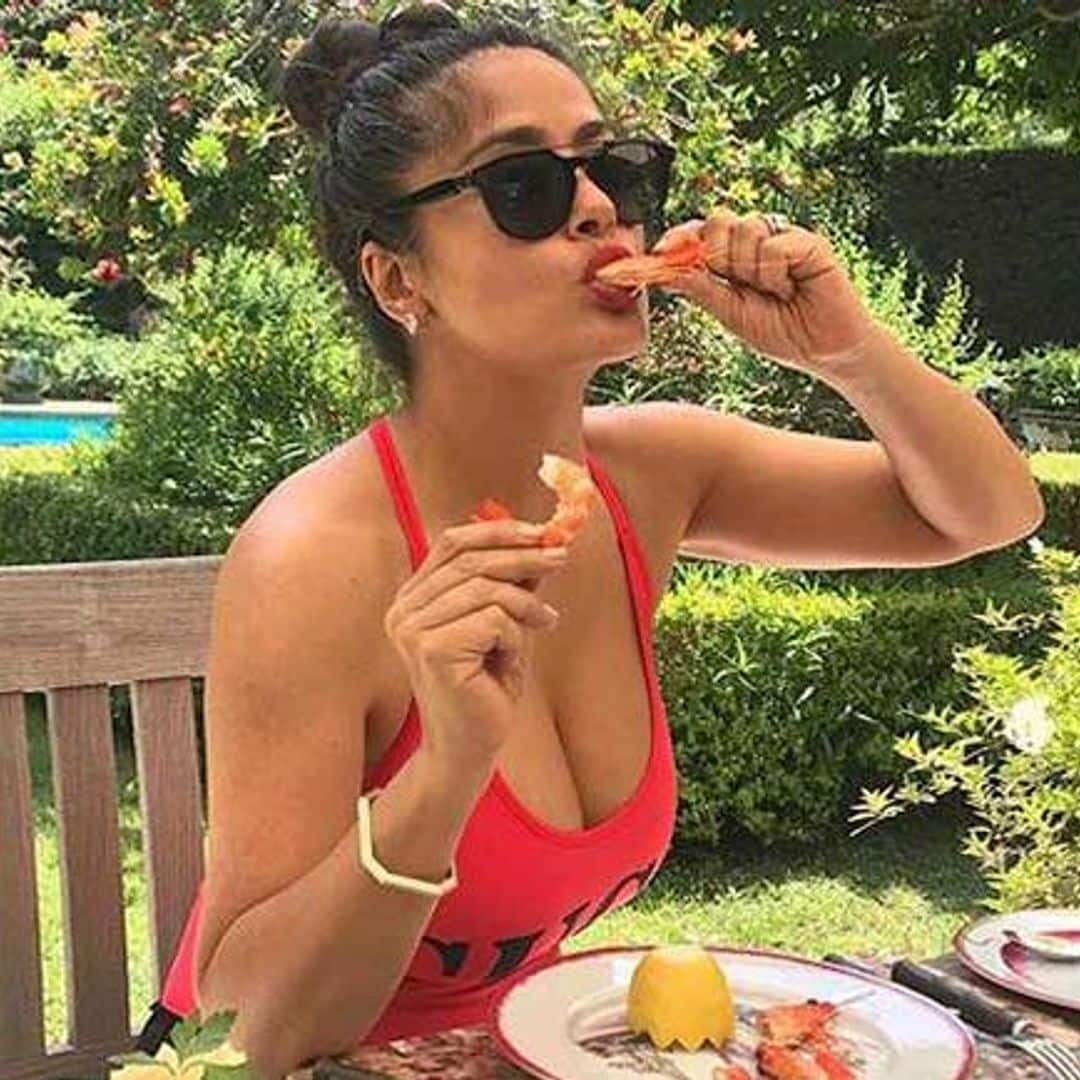 Salma Hayek's hot Gucci bathing suit heats up the internet