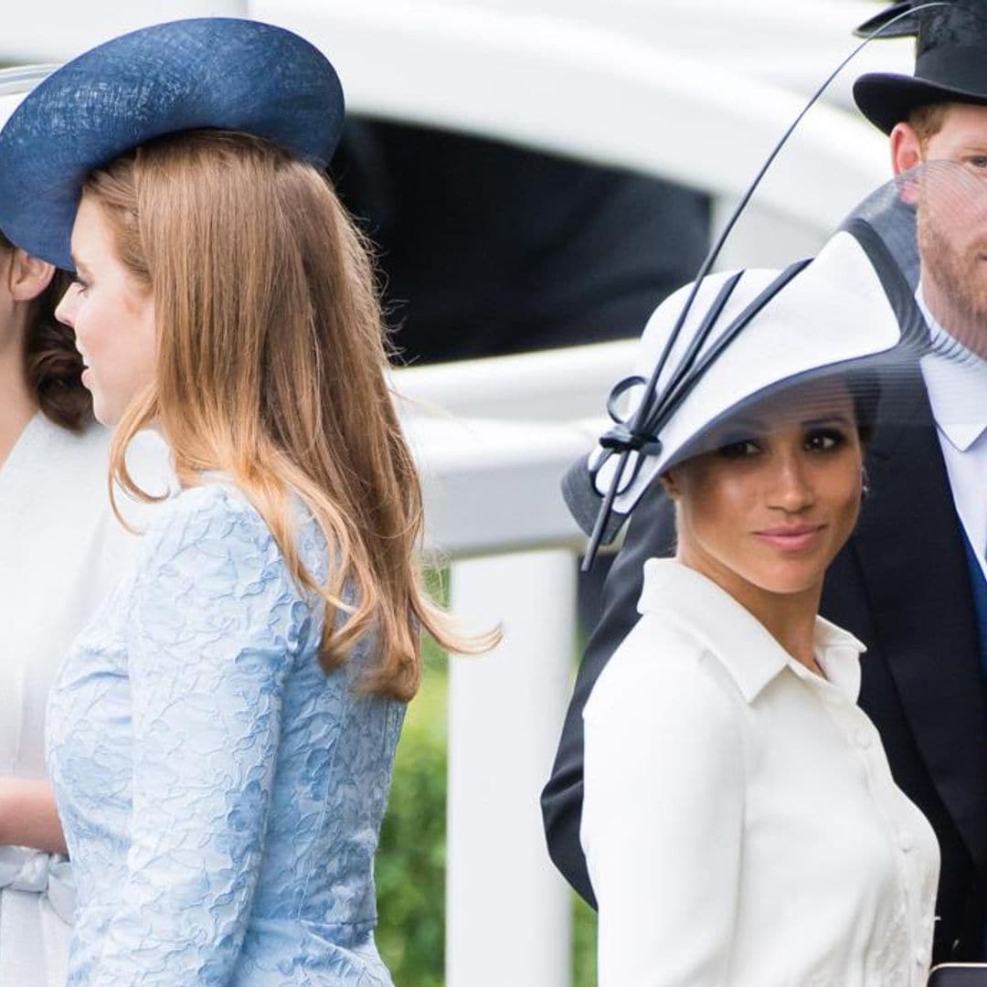 Meghan Markle, Prince Harry and Princess Eugenie congratulate Princess Beatrice on wedding