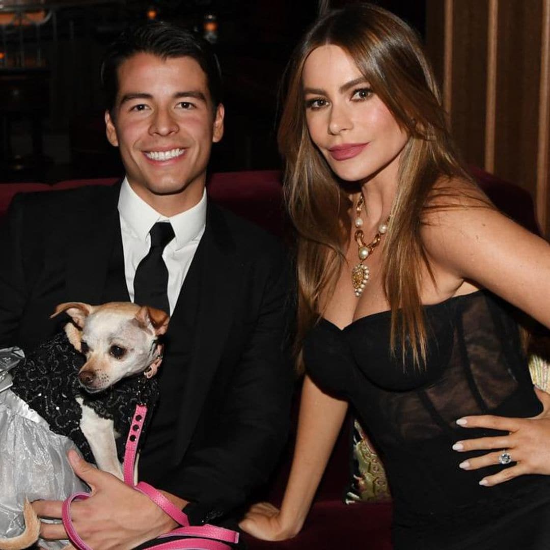 Sofia Vergara helps her son Manolo launch his line of clothes and accessories for dogs