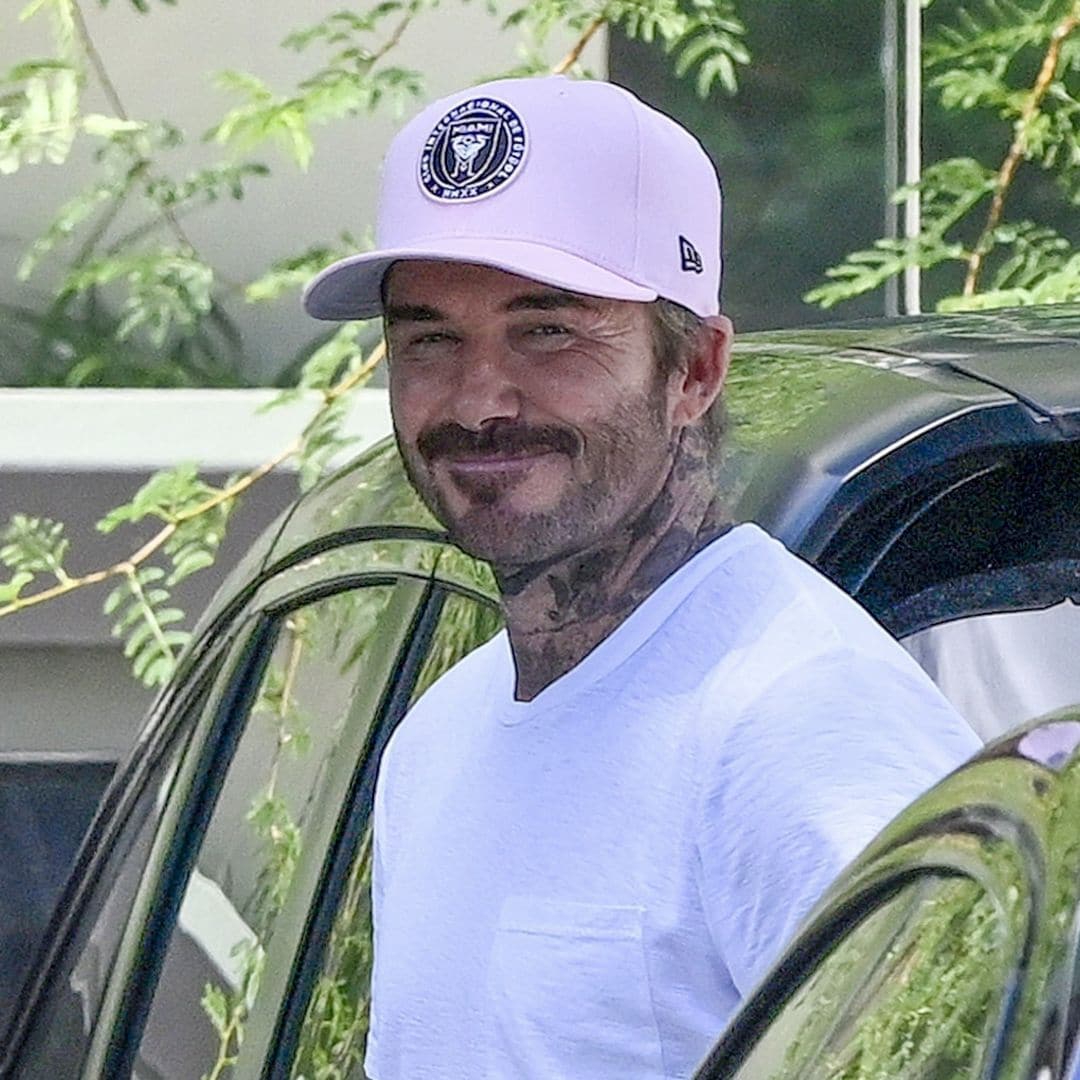 David Beckham smiles as he visits his new $77 million mansion in Miami