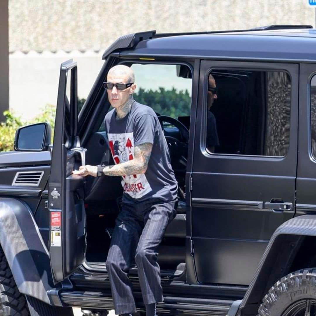 Travis Barker is back to work! The musician is seen at his recording studio after hospital release