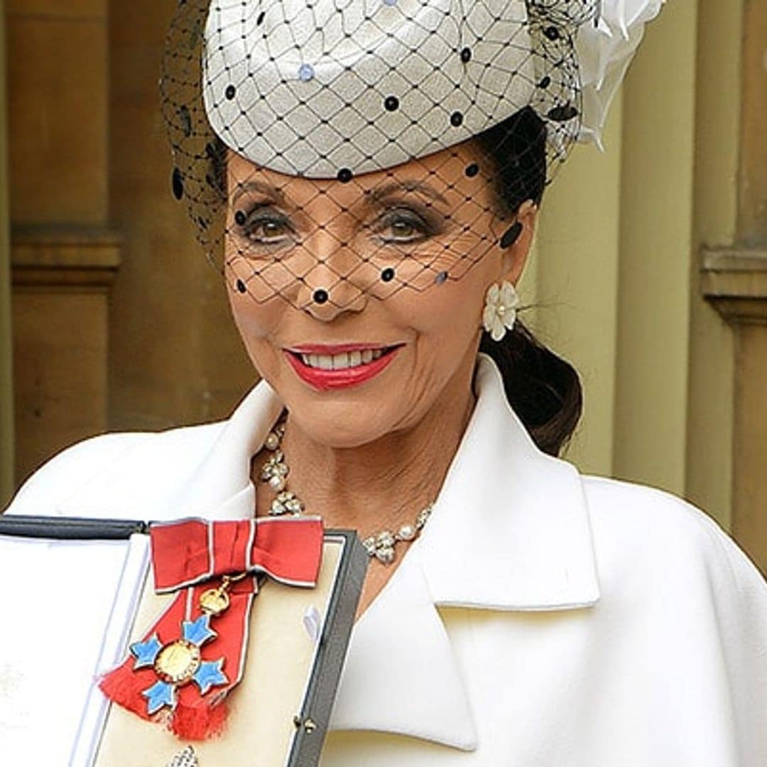 Joan Collins made dame by Prince Charles at Buckingham Palace