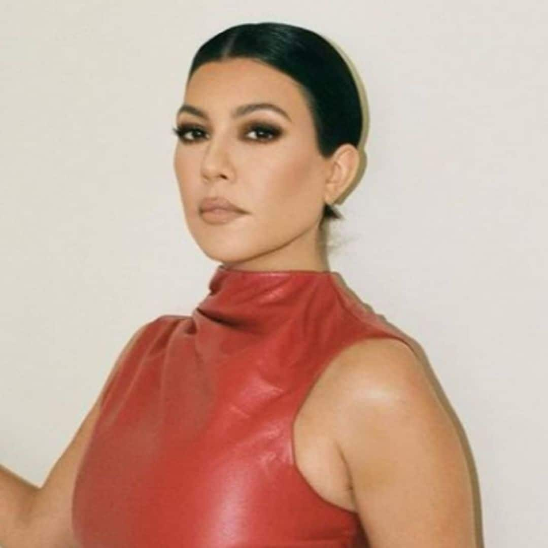 Kourtney Kardashian stuns in red leather outfit