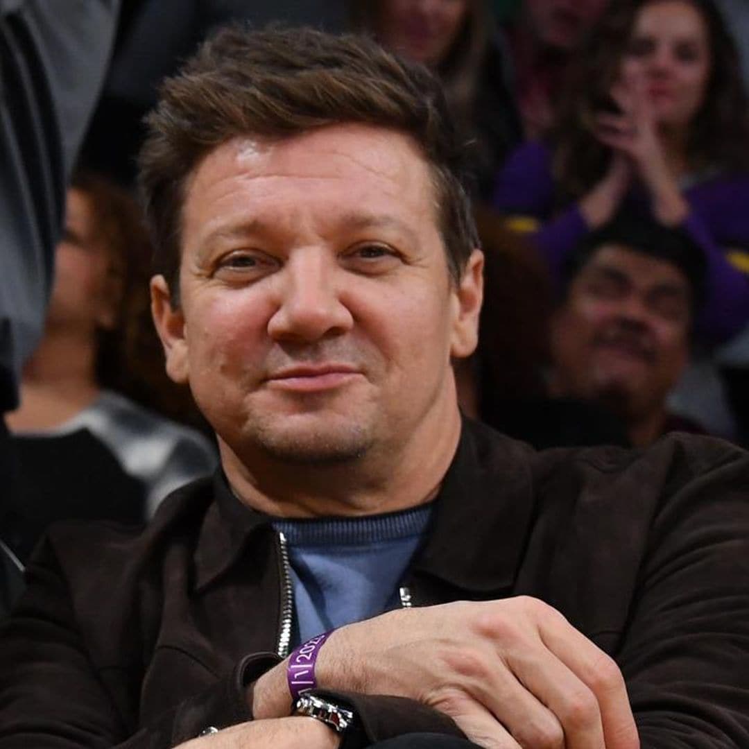 Jeremy Renner is all smiles at the Lakers game after near-fatal accident