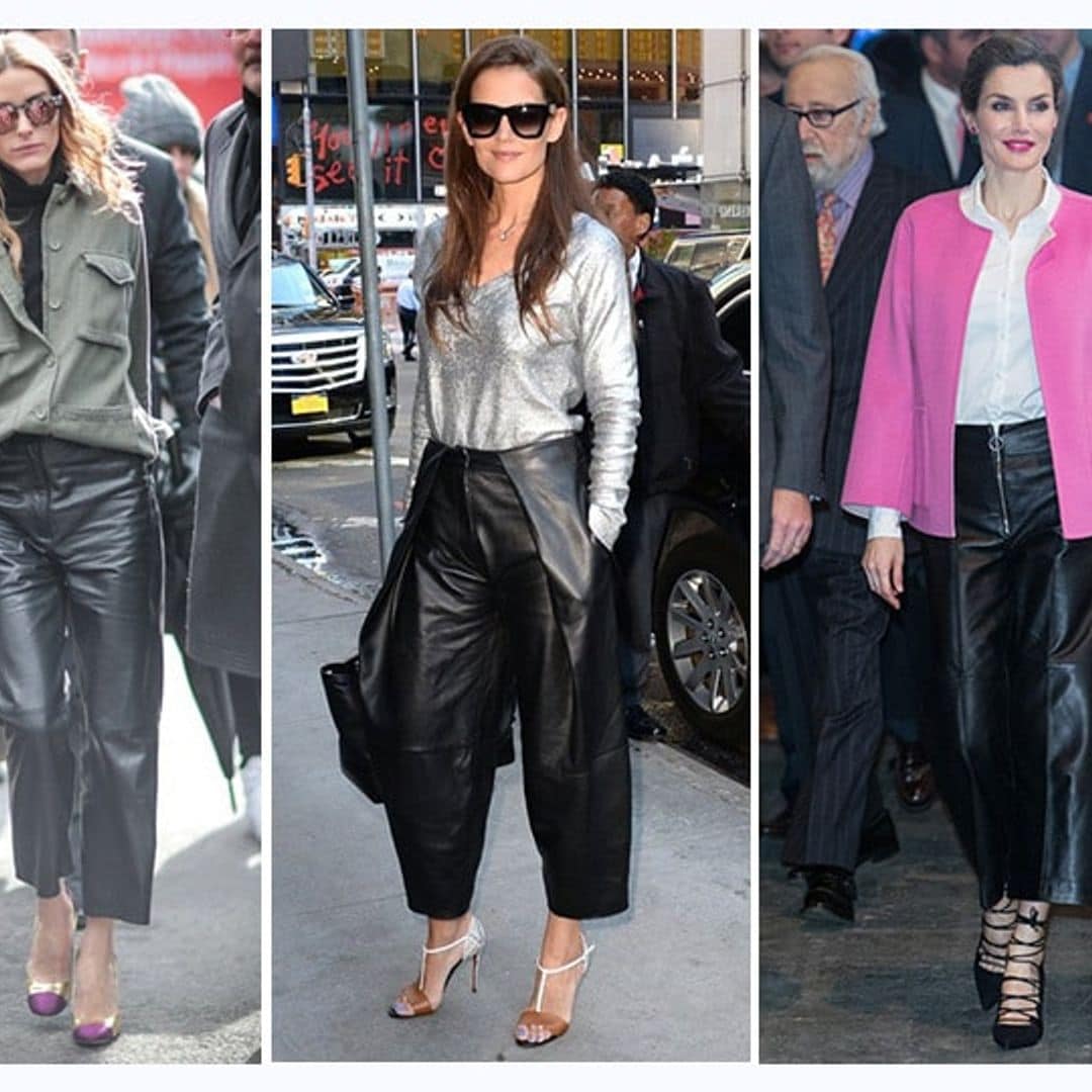 Get the look: Queen Letizia and Olivia Palermo's cropped leather pants