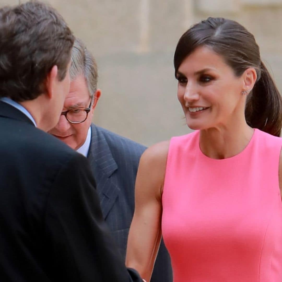 Queen Letizia's fabulous pretty-in-pink look is from this American designer