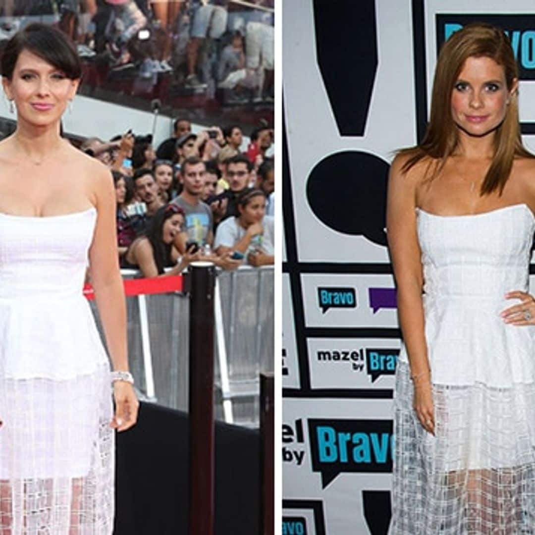 Joanna Garcia Swisher and Hilaria Baldwin wear the same little white dress