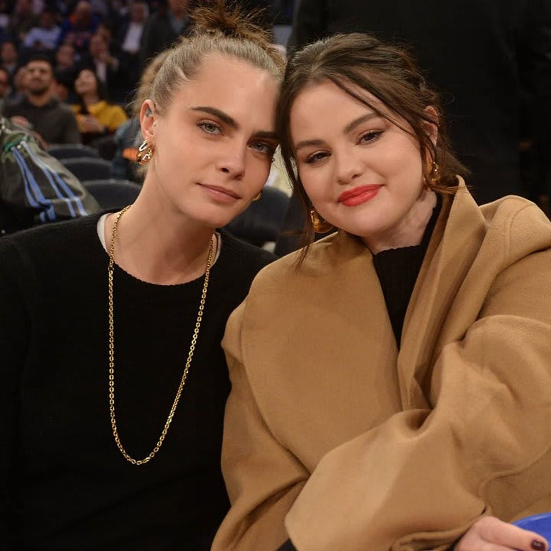 Selena Gomez & Cara Delevingne share a cute kiss cam moment in NBA game