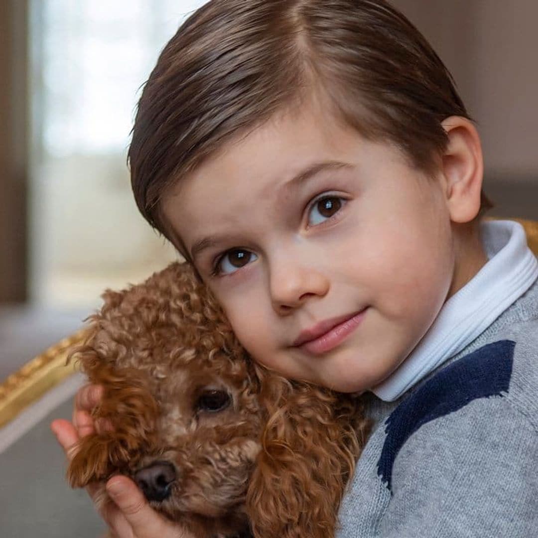 Prince Oscar celebrates 5th birthday with new portraits featuring big sister Estelle and family pup