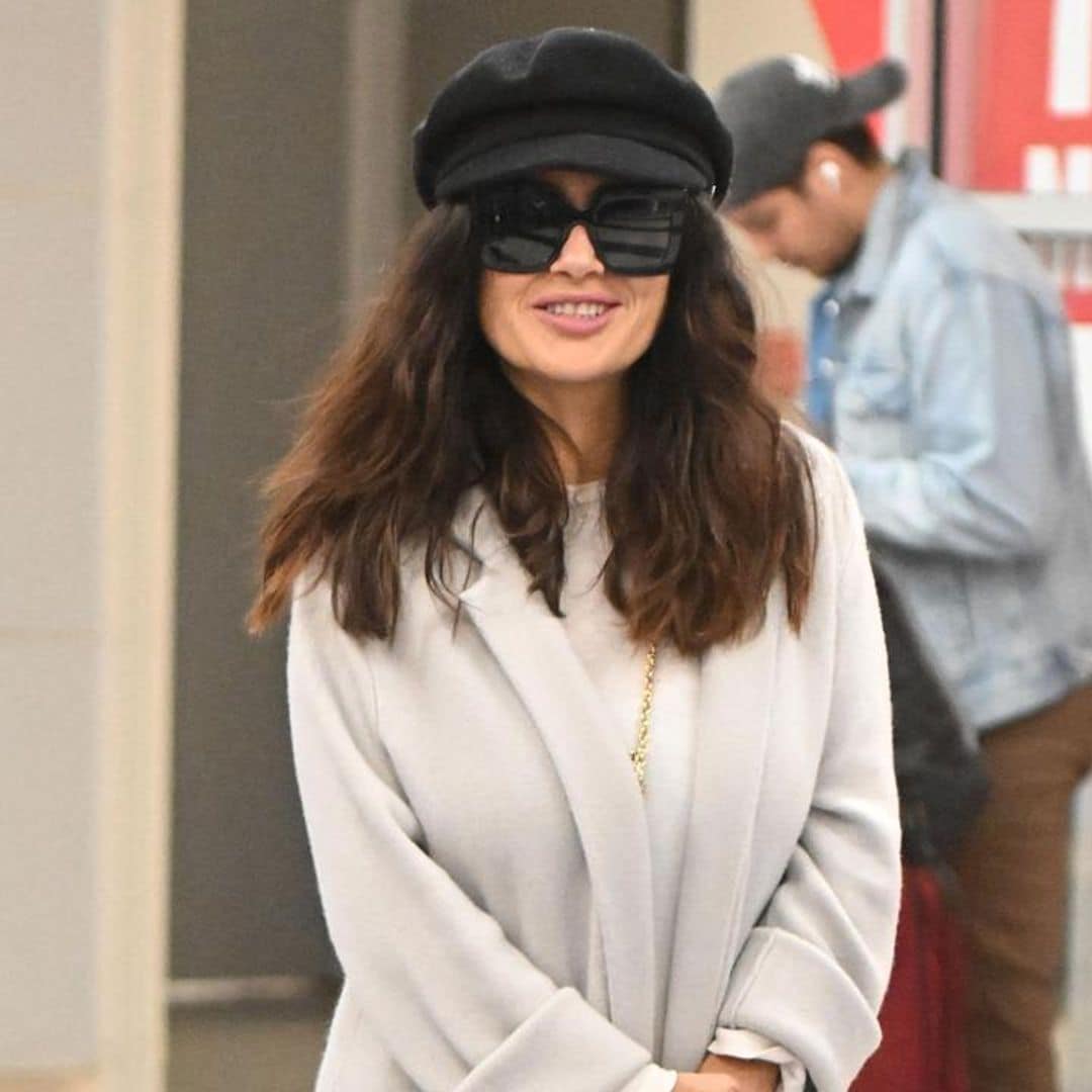 Salma Hayek’s effortless elegance shines as she touches down at JFK airport