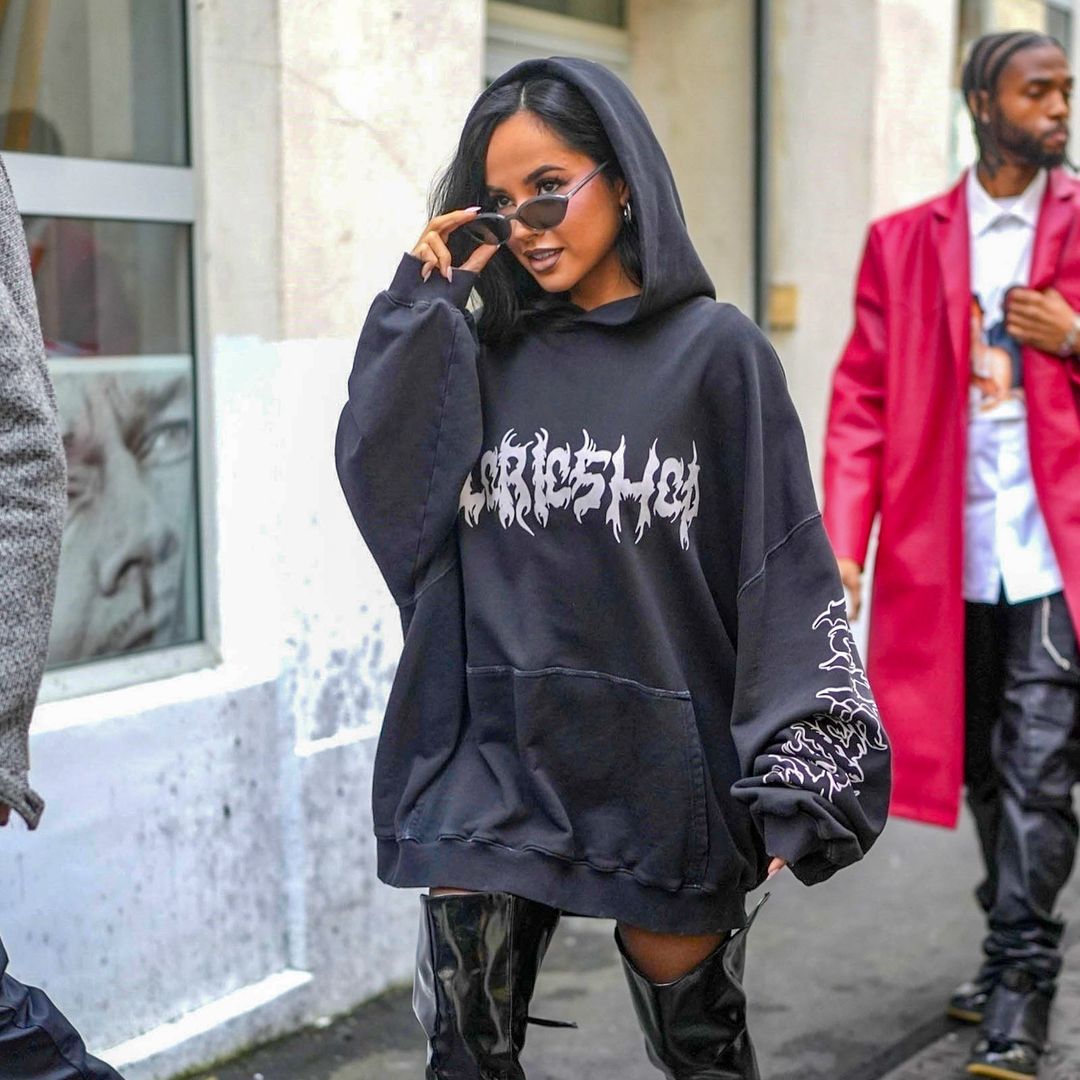 Becky G's bold look at the 032C fashion show: Parisian street style with a twist