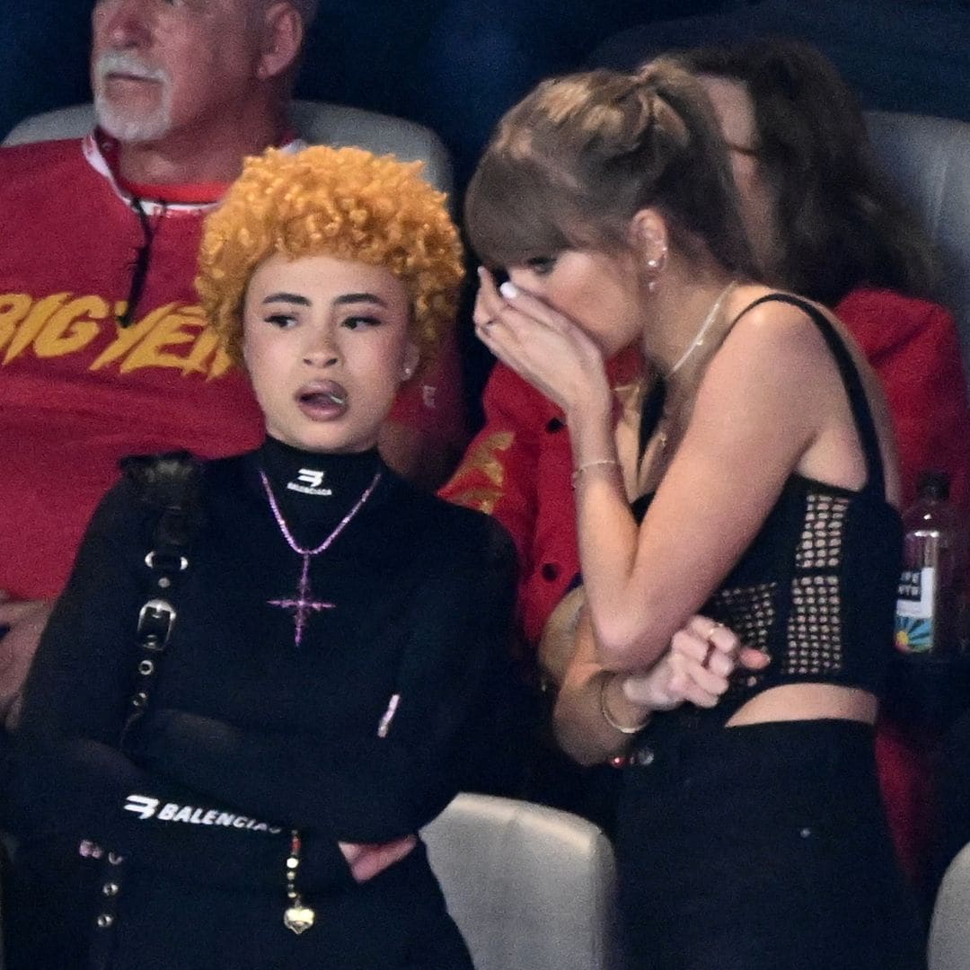 Taylor Swift with Ice Spice during Super Bowl LVIII between the Kansas City Chiefs and the San Francisco 49ers atAllegiant Stadium in Las Vegas, Nevada, February 11, 2024.