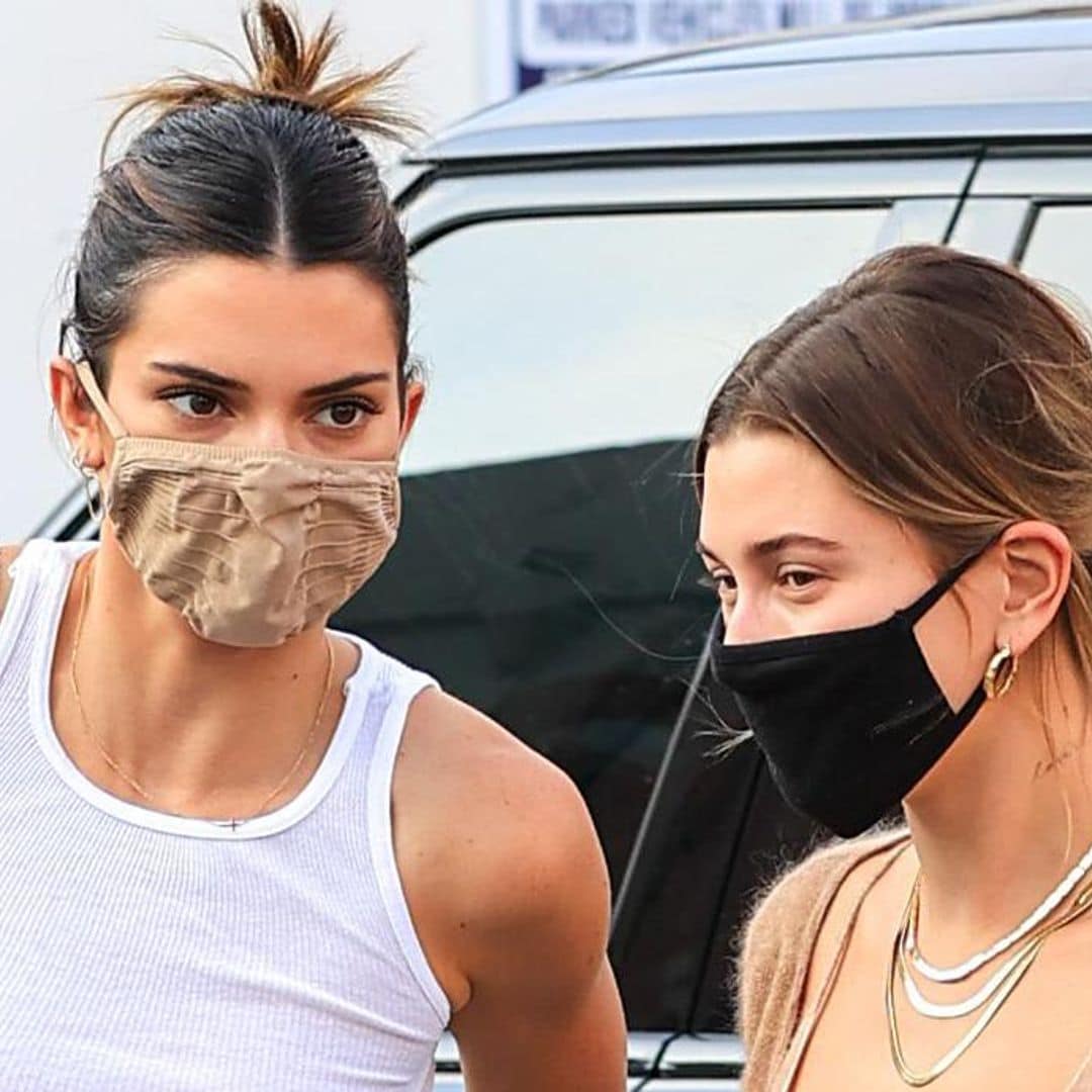 Kendall Jenner and Hailey Bieber show off their midriff for Santa Monica shopping trip