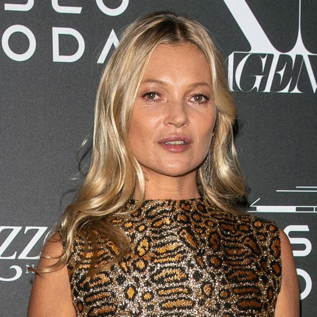 Kate Moss wears a diamond ring on her finger but not for the reason you’d expect