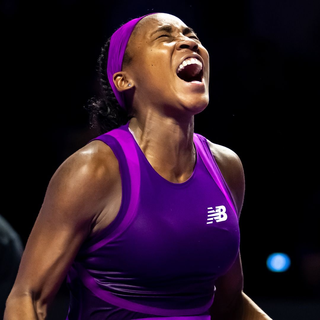 Coco Gauff reacts to her record-breaking tennis season