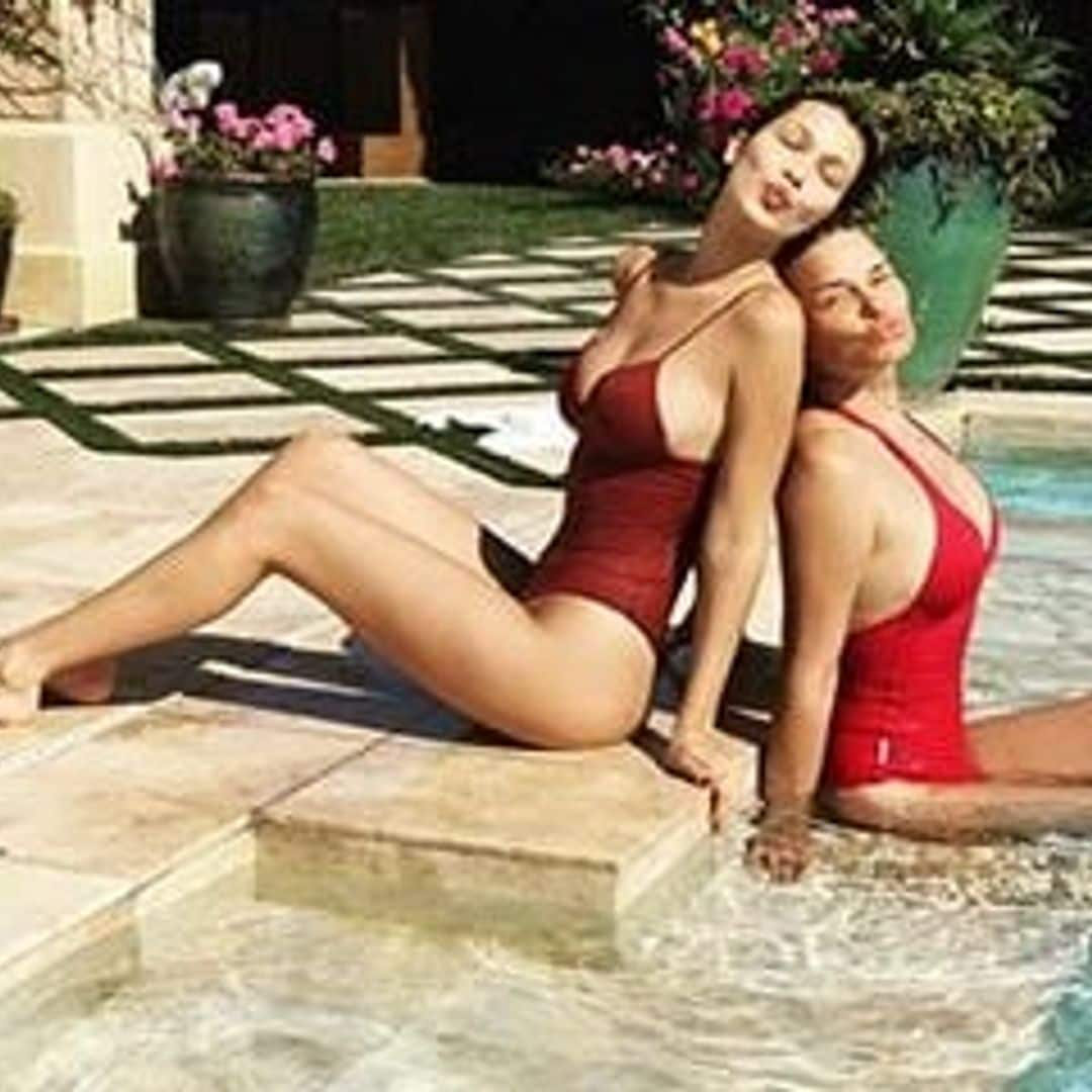 Bella Hadid and mom Yolanda Foster pose in matching swimsuits