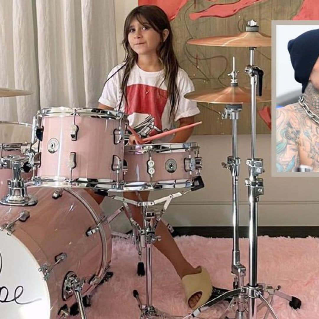 Travis Barker gives Kourtney Kardashian’s daughter Penelope a pink drum set for her birthday