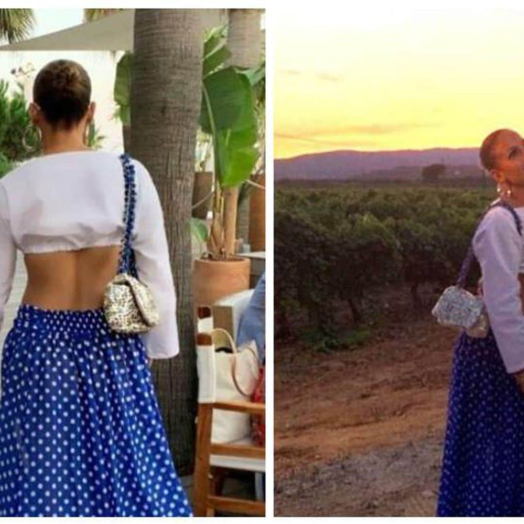 Get the look: Jennifer Lopez's polka dot skirt styled for fall