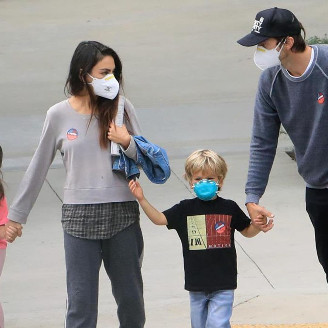 Mila Kunis and Ashton Kutcher proudly took their kids with them to vote