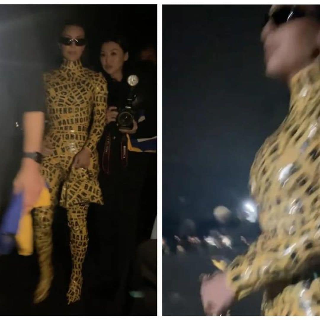 Kim Kardashian covers her curves in yellow tape at Balenciaga fashion show