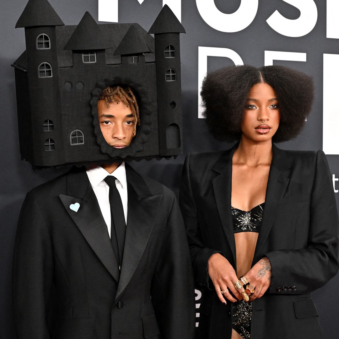 2025 Grammys: Willow Smith poses in embellished micro shorts while Jaden Smith wears a castle on his head