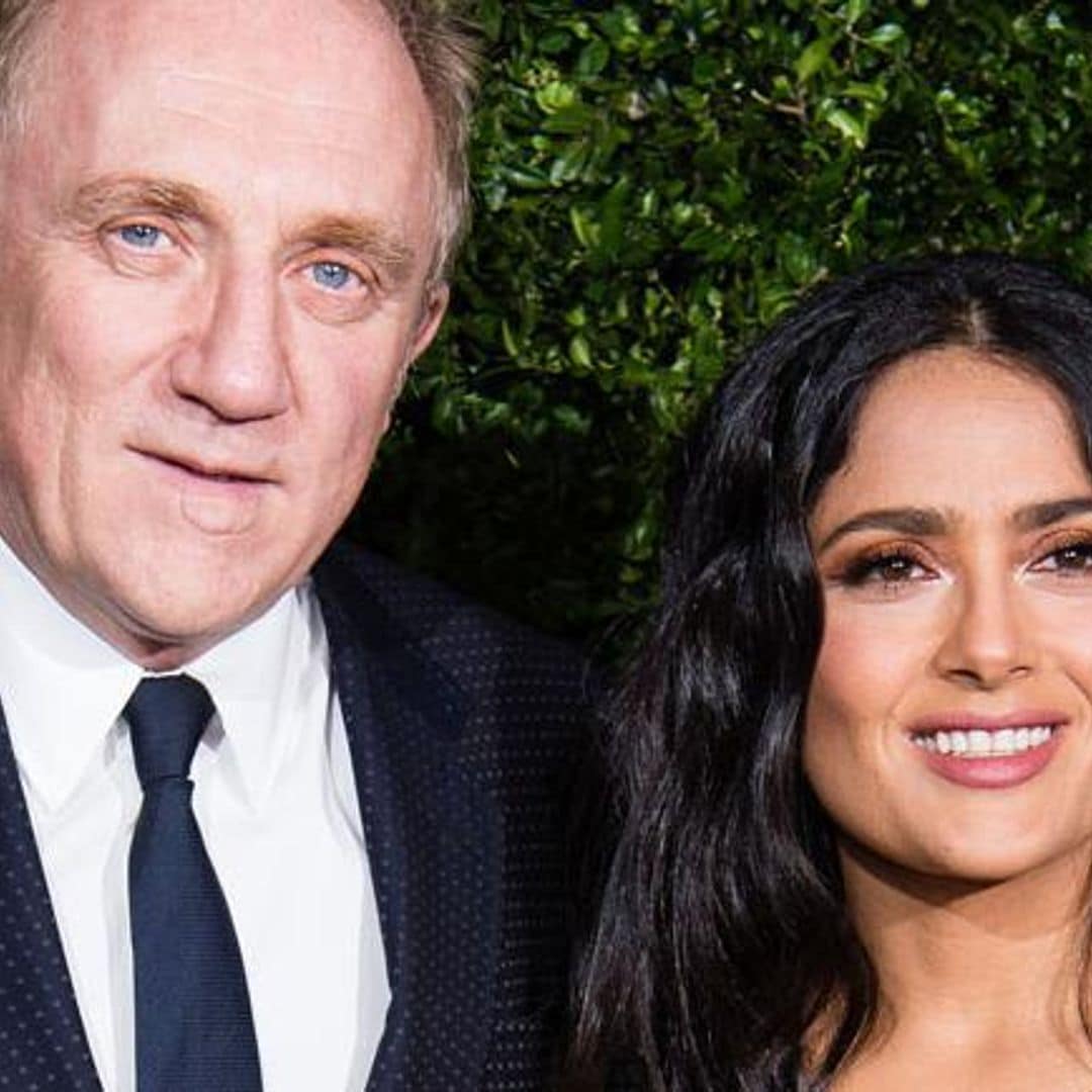 Salma Hayek gets a passionate beso from husband Francois-Henri Pinault