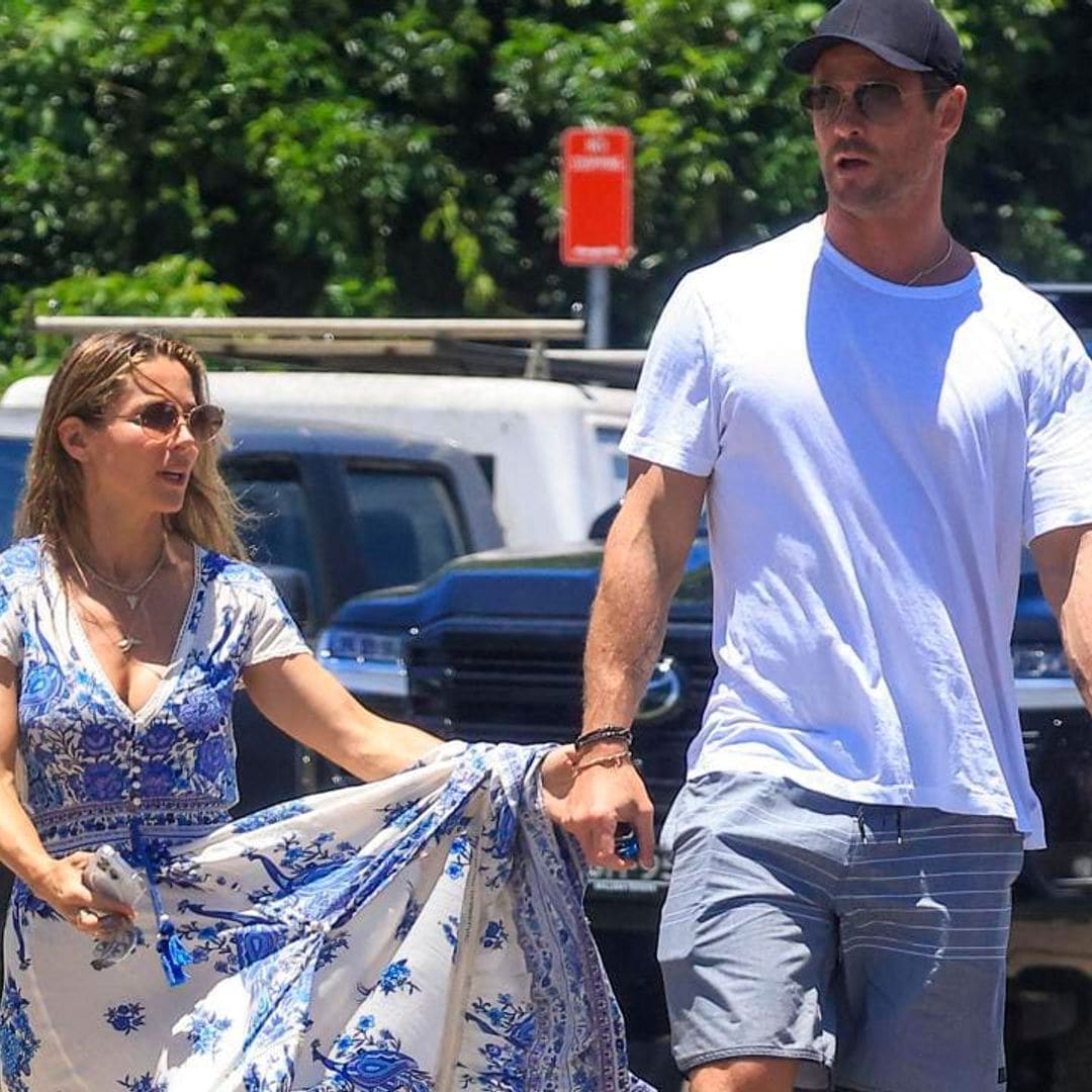 Elsa Pataky and Chris Hemsworth hold hands as they get lunch in Australia