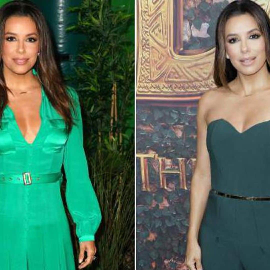 Eva Longoria shows us that green jumpsuits are in this season