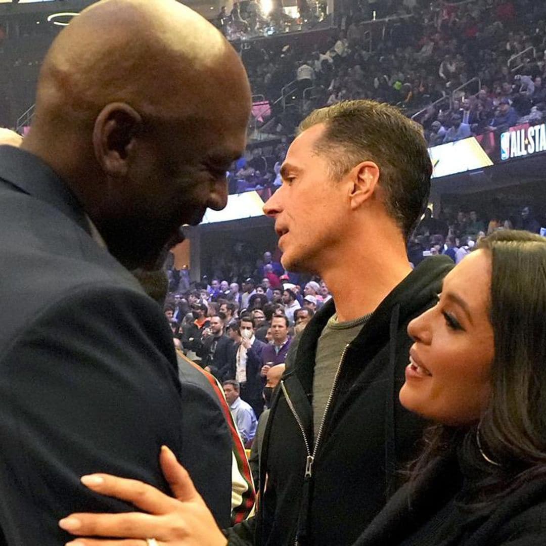 Vanessa Bryant and Michael Jordan share a sweet moment and hug at the NBA All-Star game