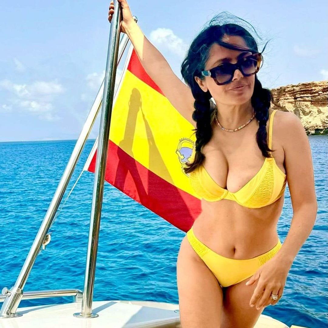 Salma Hayek sizzles in Ibiza, flaunting her curves in a bold yellow bikini