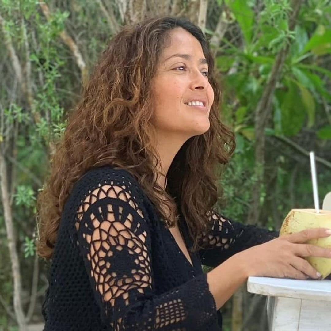 Salma Hayek’s bikini body, fresh face, and stunning hair is everything we want for summer 2021