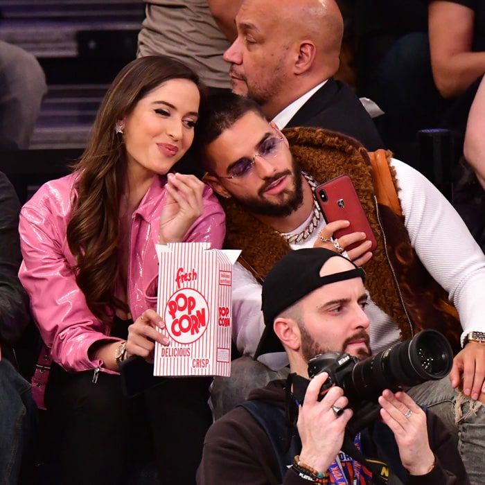 Maluma and Natalia Barulich's NBA PDA moment