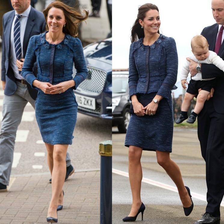 Kate Middleton is all blue in Mulberry, Mouret and Manolo