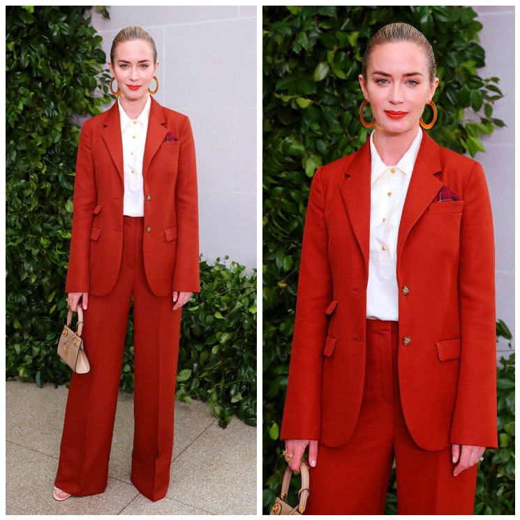 Emily Blunt joins rocks power suits in this menswear inspired look