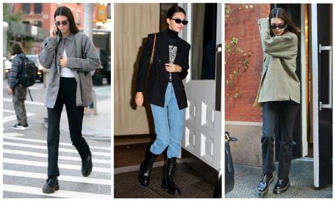 Kendall Jenner shows how to wear the combat boot trend in three different ways