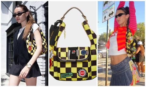 Bella Hadid Wears Betsey Johnson Taxi Handbag